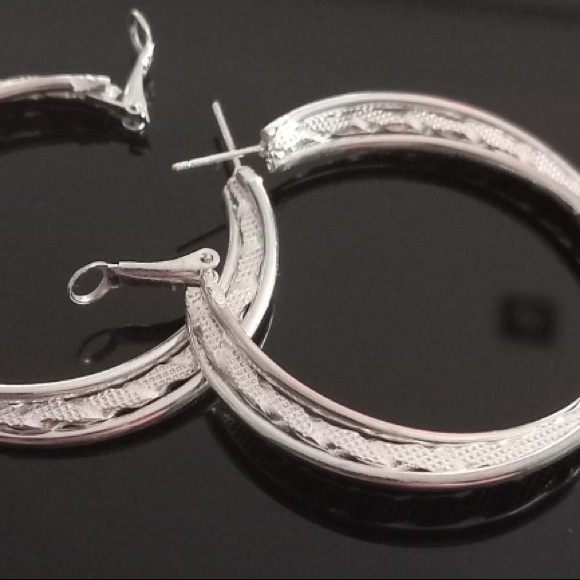 Silver 925 hoops lightweight spiral design - Picture 3 of 6